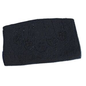 VTG MCM John Wind "Bags by Debbie" Black Beaded Clutch Purse Formal Japan Made